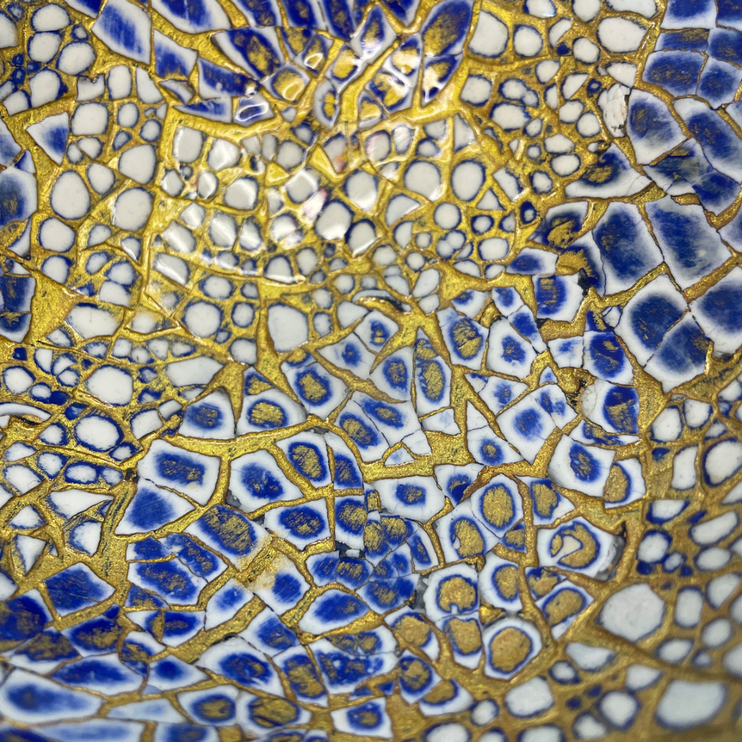 Blue & Gold Design El Yapımı Hindistan Cevizi Kasesi