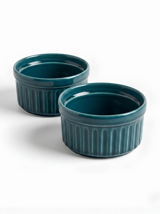 2'li Stoneware Yeşil Sufle Kasesi