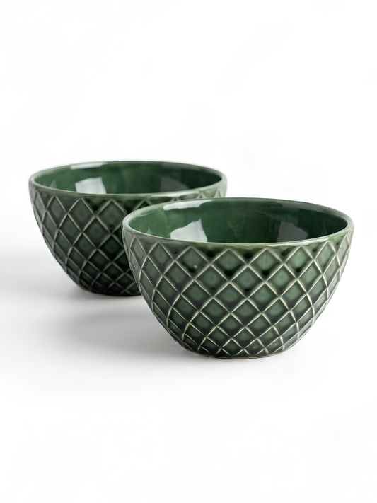 2'li Stoneware Yeşil Bowl Kasesi