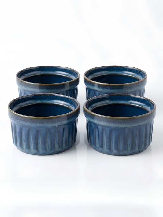 4'lü Stoneware Lacivert Sufle Kasesi