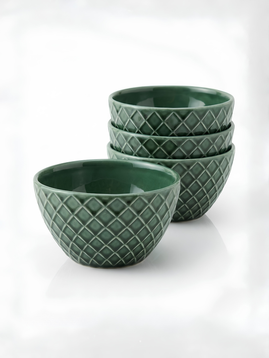 4'lü Stoneware Yeşil Bowl Kasesi