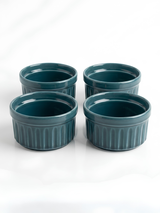 4'lü Stoneware Yeşil Sufle Kasesi