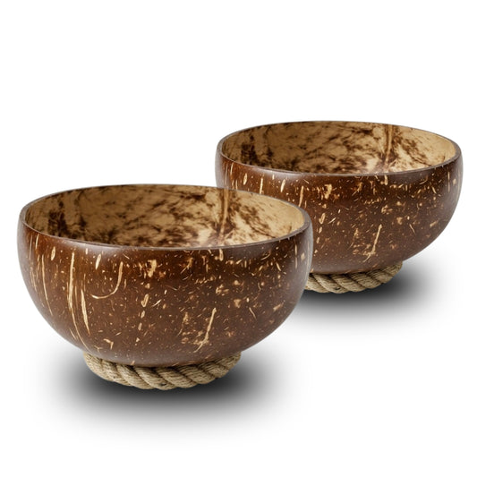 2'li Set Doğal ve El Yapımı Hindistan Cevizi Kase