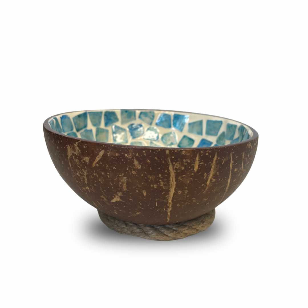 Mother of Pearl Coated Fish Patterned Coconut Bowl