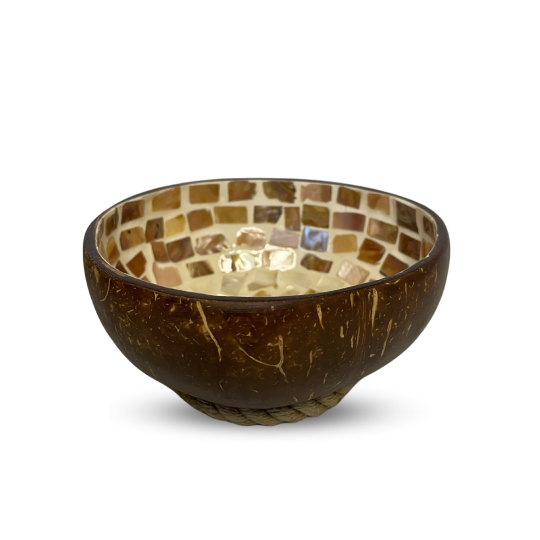 Mother of Pearl Coated Elephant Patterned Coconut Bowl