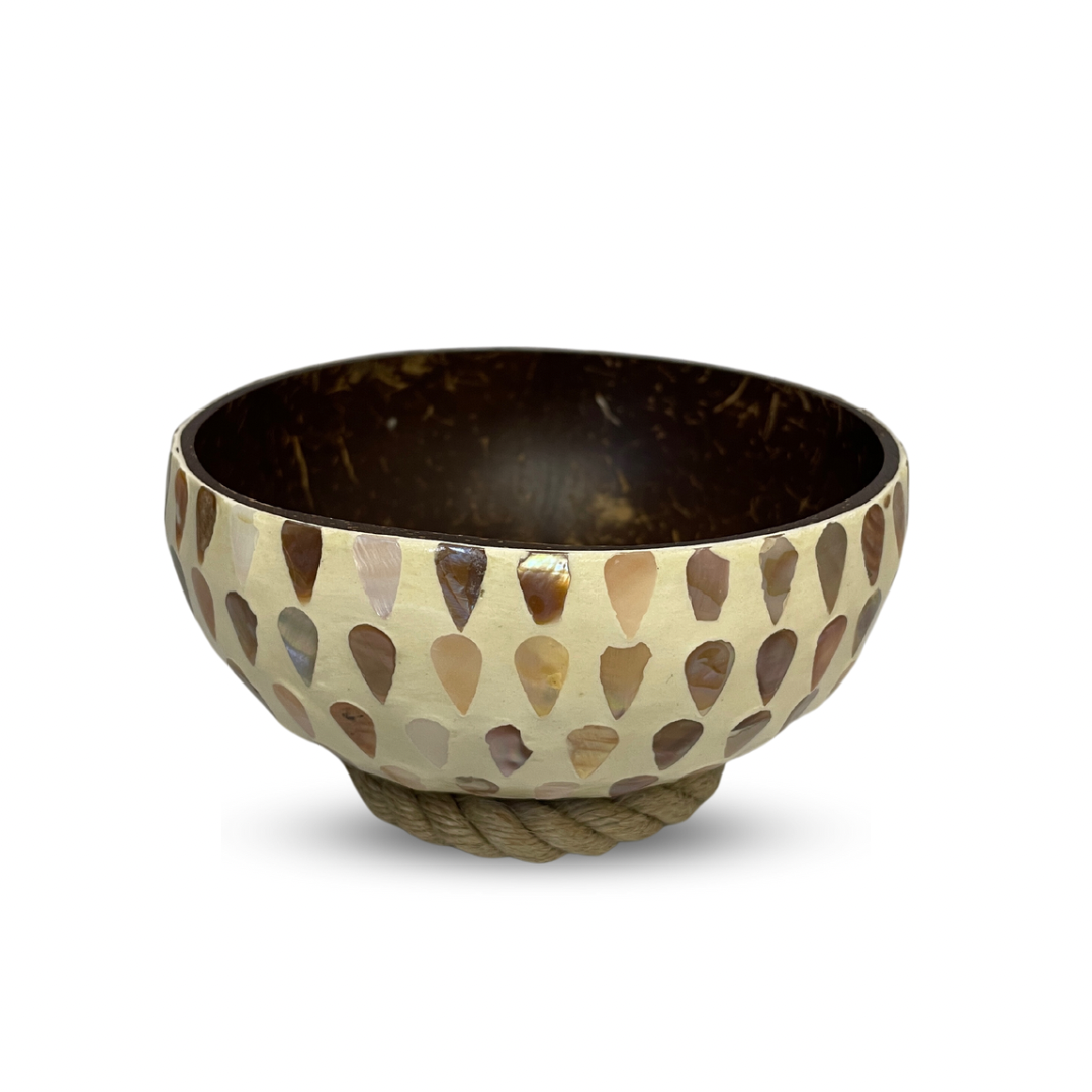 Mother of Pearl Coated Drop Pattern Coconut Bowl