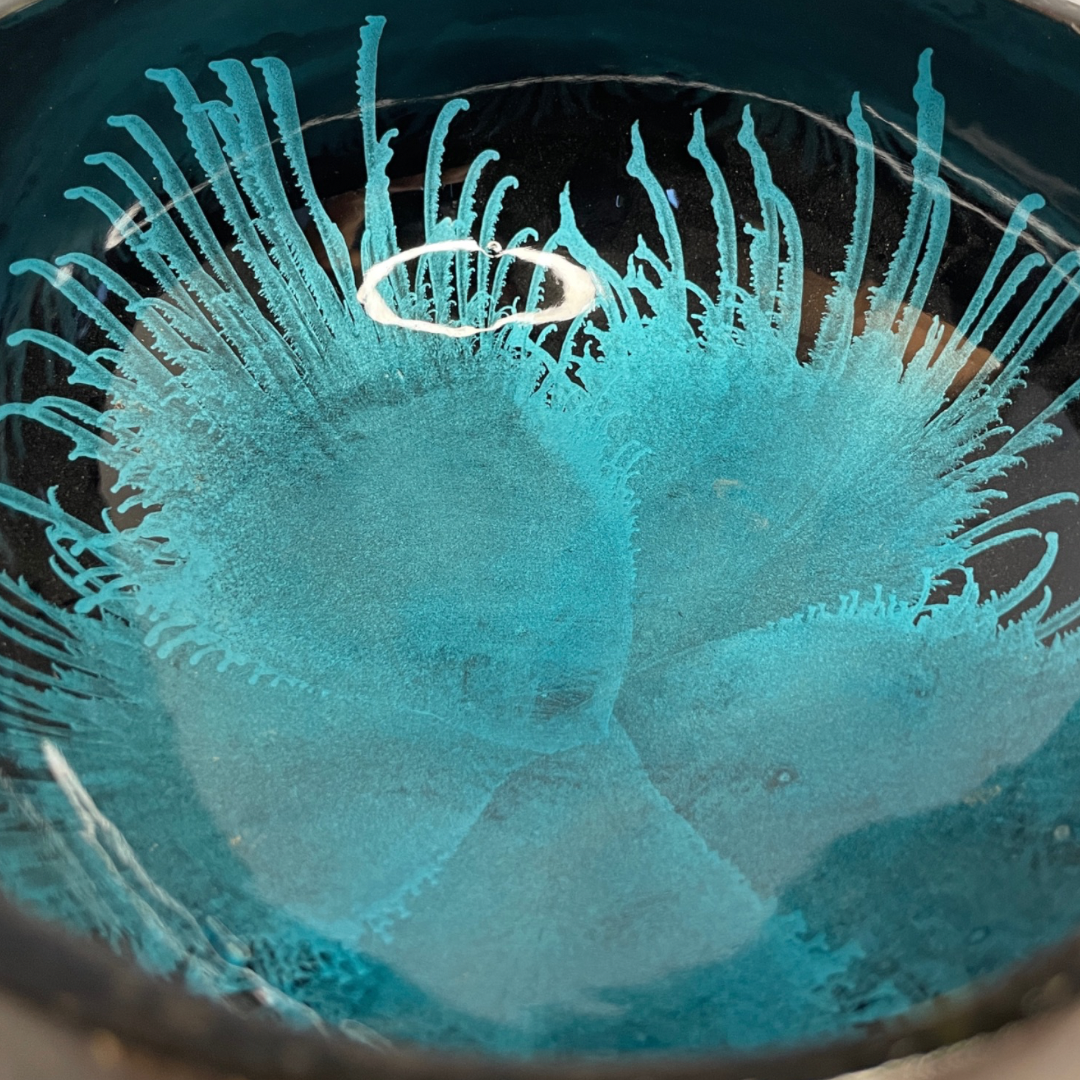 Set of 2 Blue Patterned Natural and Handmade Coconut Bowl