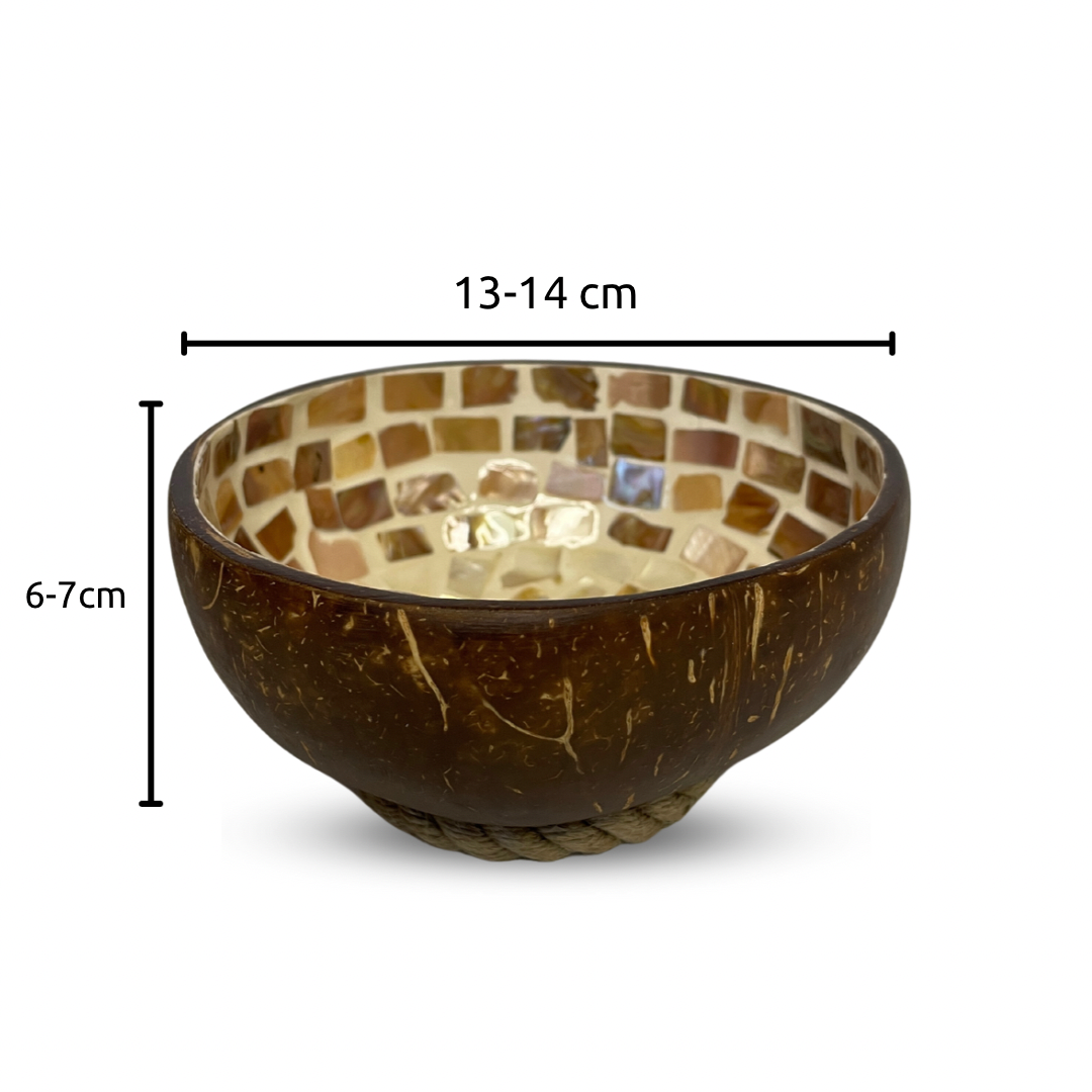 Mother of Pearl Coated Elephant Patterned Coconut Bowl