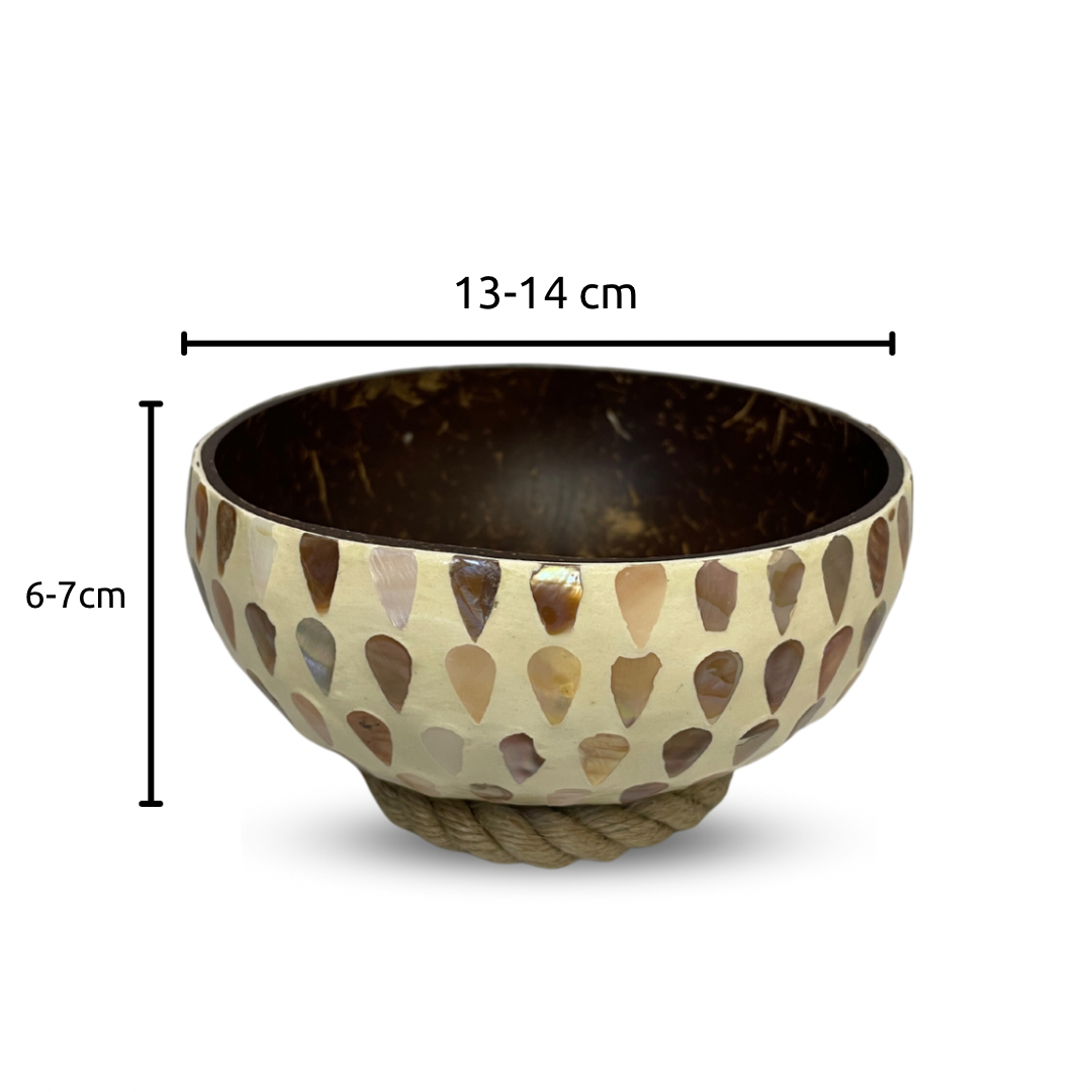 Mother of Pearl Coated Drop Pattern Coconut Bowl