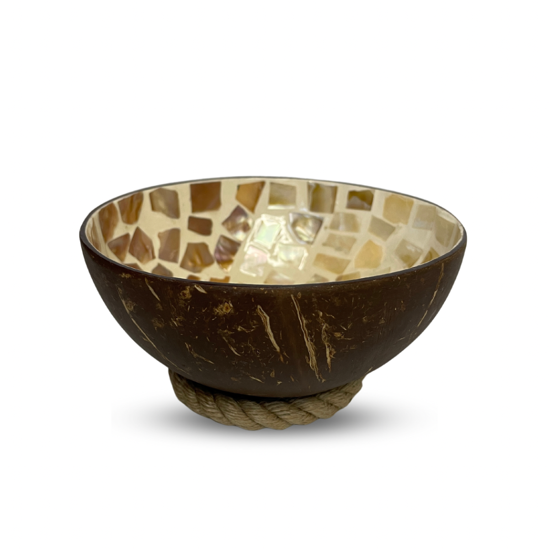 Pearl Veneer Yoga Patterned Coconut Bowl 