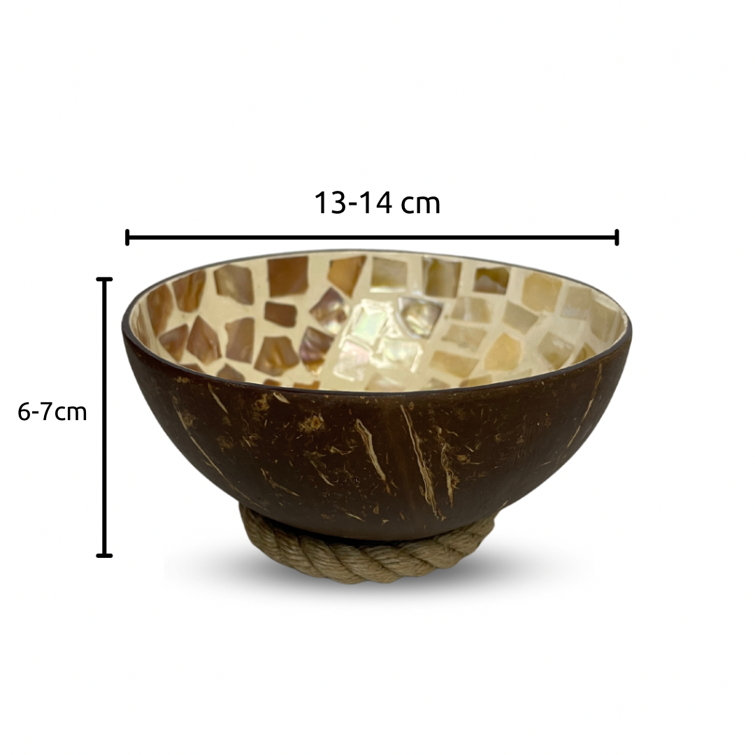 Pearl Veneer Yoga Patterned Coconut Bowl 