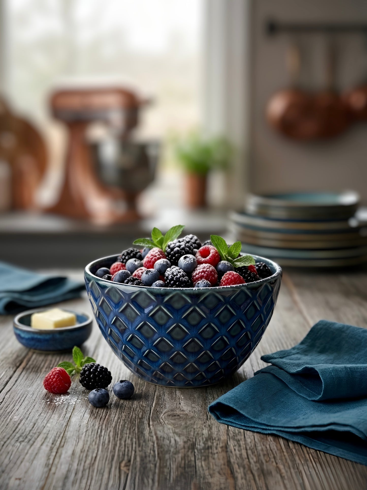 2'li Stoneware Lacivert Bowl Kasesi
